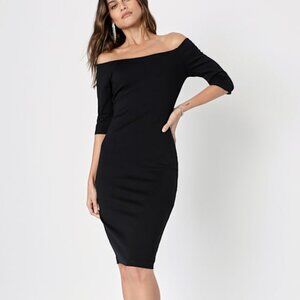Lulus Girl Can't Help It Black Off-the-shoulder Midi Dress - Size XS